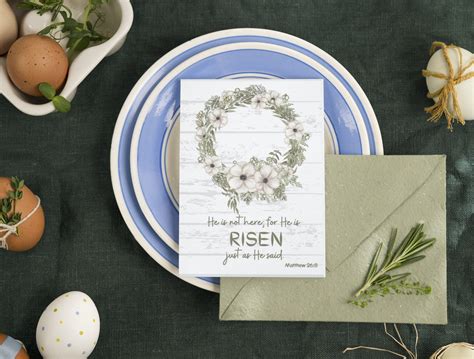 He Is Risen Easter Card Happy Easter Card White Dogwood Wreath