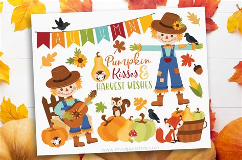 Fall Scarecrow Clipart Autumn Graphic by MyClipArtStore · Creative Fabrica