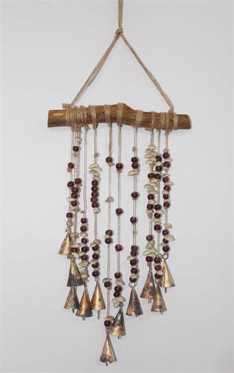 Handmade Boho Wind Chime Wall Hanging Rustic Bells Chimes Vintage