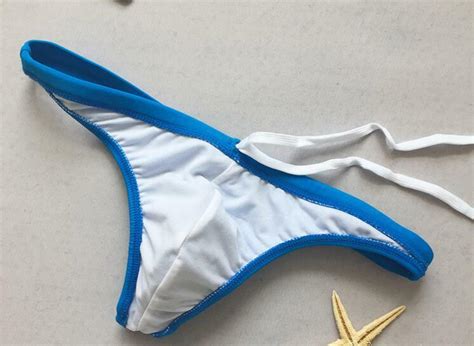 Desmiit Men Bikini Solid Swimwear Sexy Low Rise Beach Sunbathing Thongs