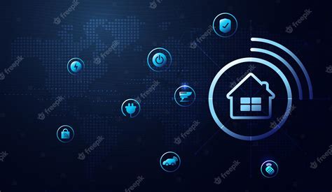 Premium Vector Smart Home Interface Icons In Room Interior Concept