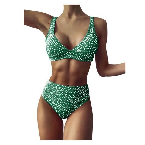 Bikini Maillot de bain sexy en deux pièces pour femmes Maillot de bain Beachwear Vert