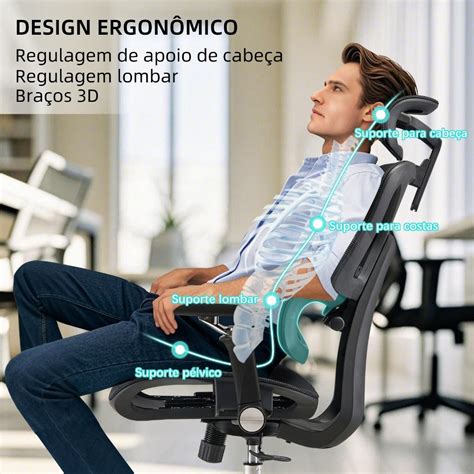 Cadeira Com Apoio Lombar - Cadeira Ergonômica para Escritório com Apoio Lombar Ajustável Tecido ...