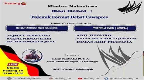 LIVE Mimbar Mahasiswa Polemik Format Debat Cawapres YouTube