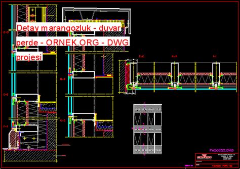 Detay Marangozluk Duvar Perde Dwg Projesi Autocad Projeler