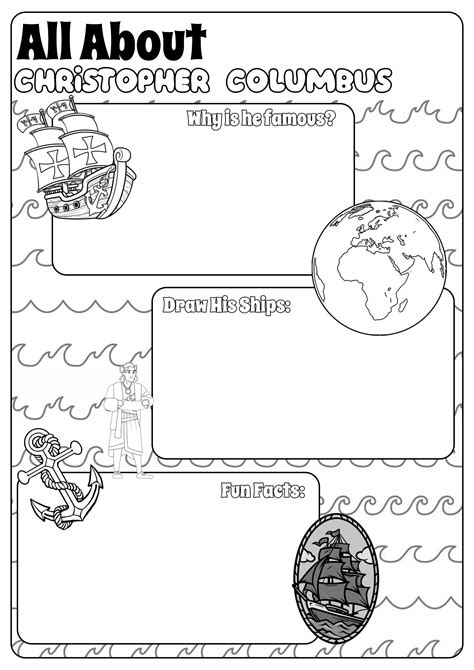 Christopher Columbus Kindergarten Worksheets