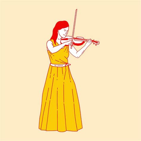 Ilustração de desenho animado simples de um violinista 1 Vetor Premium