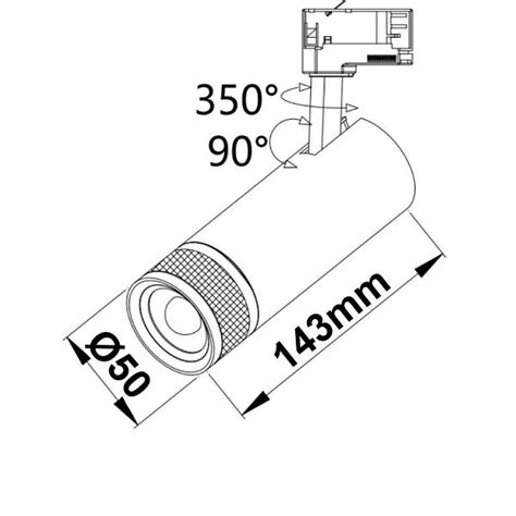 ISOLED 3 Phasen Schienen Strahler Fokussierbar 8W 20 55 Schwarz Matt