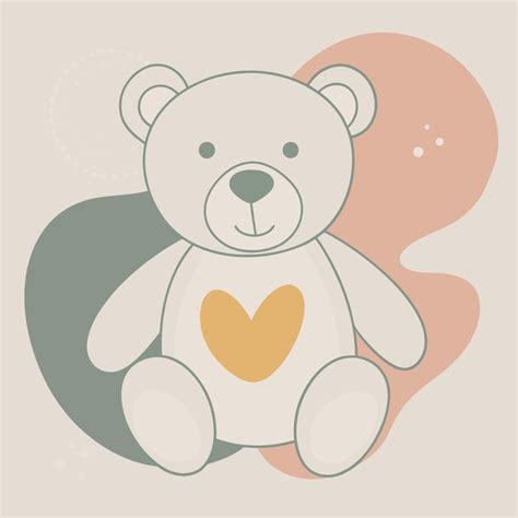 Premium Vector | A drawing of a teddy bear with a heart on it