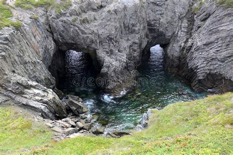 Devil`s Eye At Dungeon Provincial Park Sea Cave Formation In