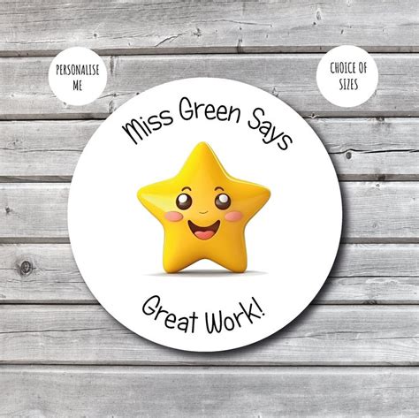 Custom Cute Star Teacher Reward Stickers Personalised Stickers All