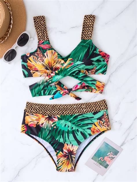 Shein Swim Vcay Random Tropical Print Bikini Swimsuit Shein Usa