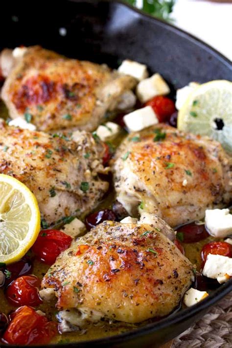 Greek Lemon Oven Roasted Chicken Thighs The Salty Marshmallow