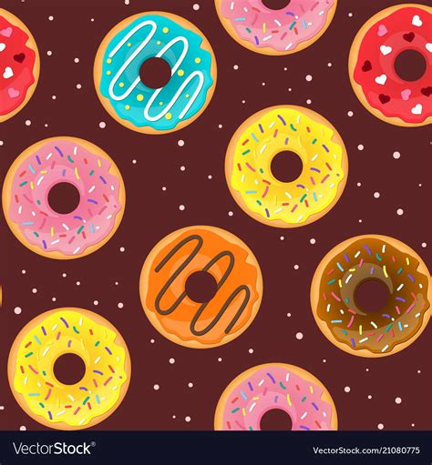 Seamless Pattern With Tasty Doughnuts Royalty Free Vector