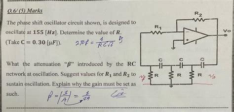 Solved The phase shift oscillator circuit shown, is designed | Chegg.com 