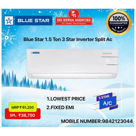 Blue Star 15 Ton 3 Star Inverter Split Ac White