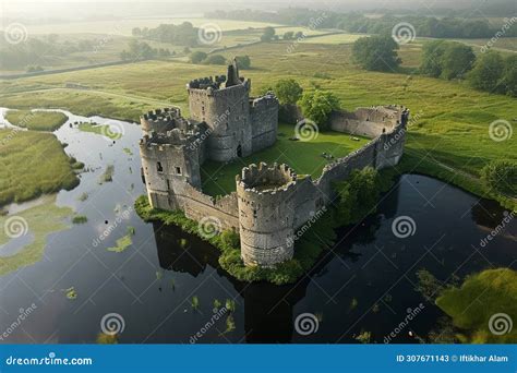 This Aerial Photograph Captures the Stunning View of a Castle Situated ...