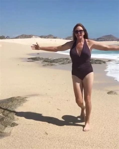 Caitlyn Jenner Shows Off Figure In Plunging Swimsuit As She Finally