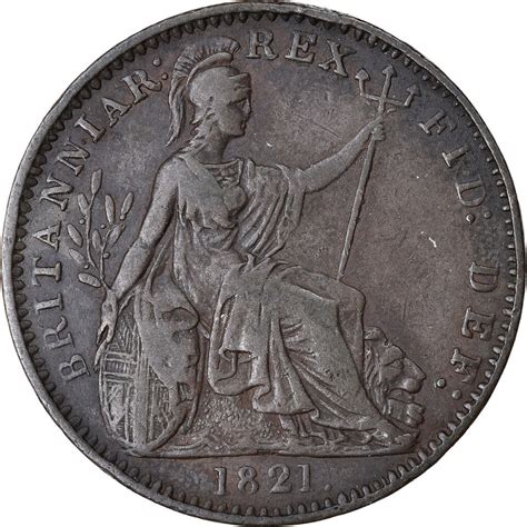 Münze Großbritannien George IV Farthing 1821 SS Kupfer KM 677