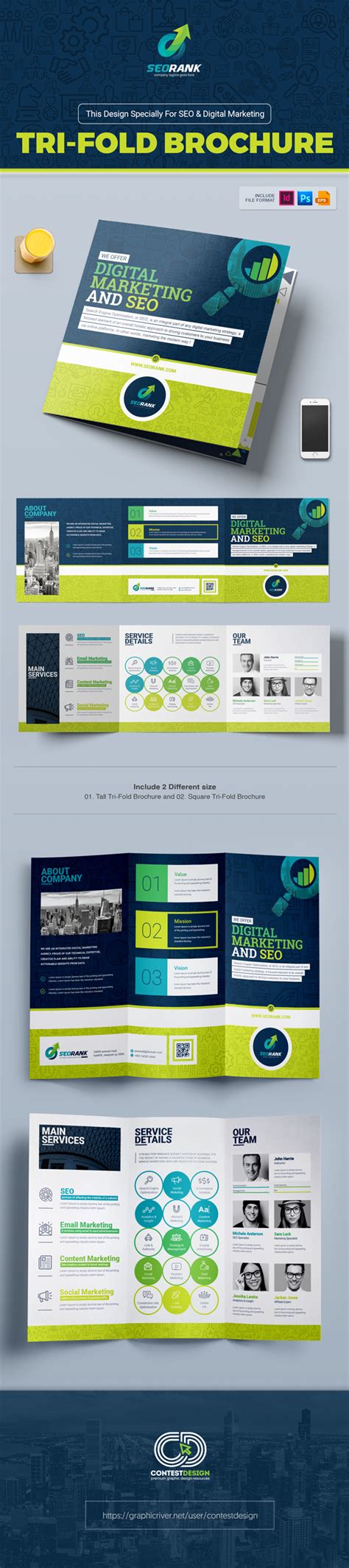 Tri Fold Brochure Template For Seo And Digital Marketing Behance