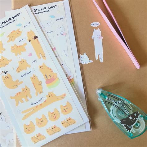 Cat Stickers Kitty Sticker Sheets Matte Stickers For Bullet Journaling