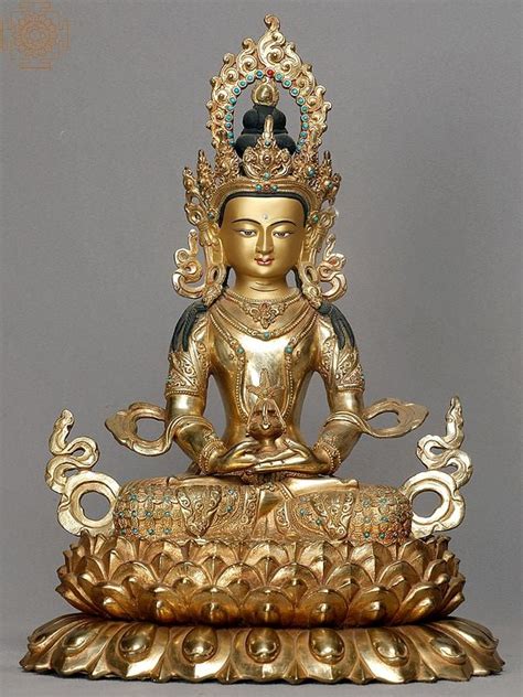 15 Amitayus Buddha Copper Statue From Nepal Exotic India Art