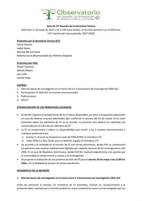 PDF Acta de 13 Reunión de la Secretaria Técnica oda alc PDF