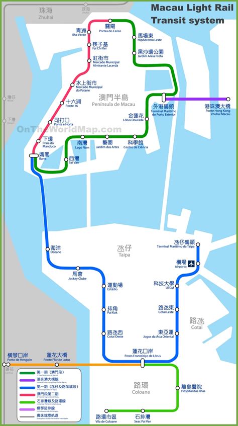 Macau light rail transit system map - Ontheworldmap.com