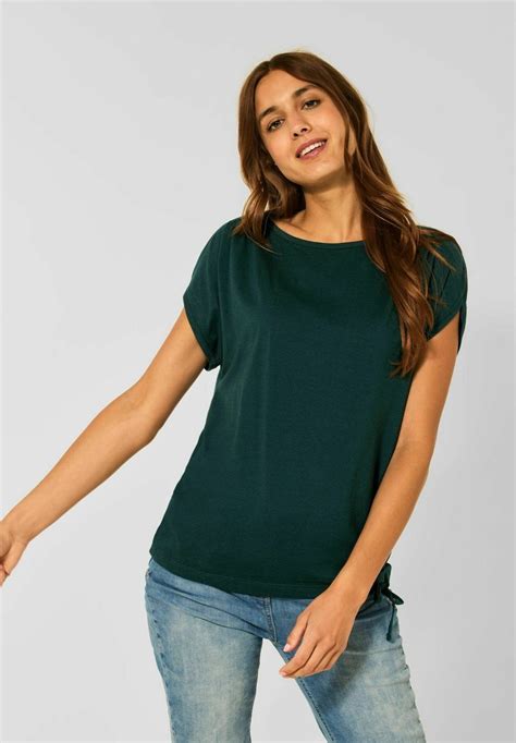 Cecil T Shirt Basic Grün Tanne Zalando De