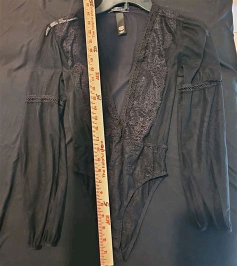 Vtg VICTORIA SECRET Sexy Black Lace Mesh BODYSUIT Lingerie Long Sleeve XS RARE EBay