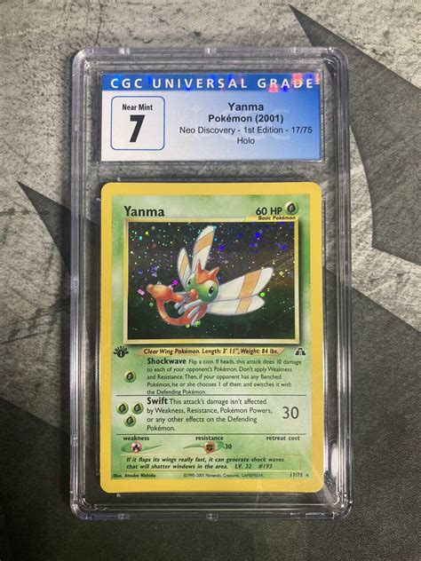 2001 Pokemon 1st Edition Yanma Holo Neo Discovery 17 75 Graded CGC 7