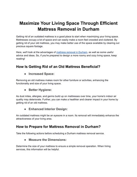 PPT Maximize Your Living Space Through Efficient Mattress Removal In