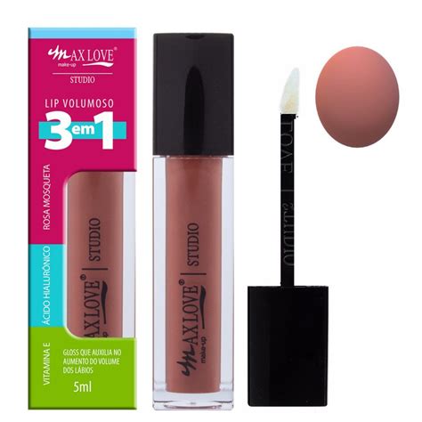 Max Love Lip Gloss Volumoso Nude 3 Em 1 Cor 302 Distribuidora JCF Fornecedor De