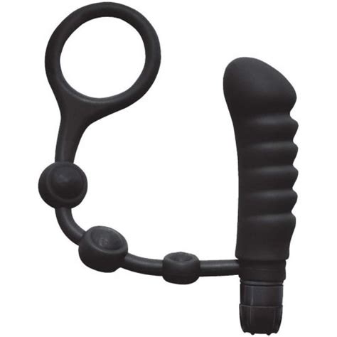 My Cock Ring Vibrating Silicone Cock Ring With Ass Pleaser Black