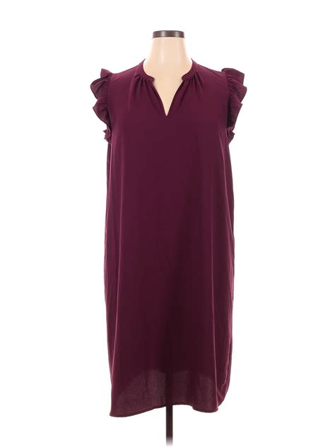 Ann Taylor Factory Solid Maroon Burgundy Casual Dress Size Xl 44 Off