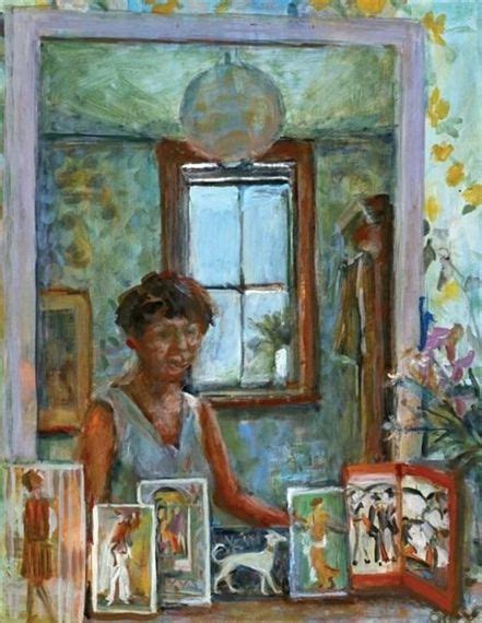 Artwork by Margaret Olley, Self portrait with postcards, Made of Oil on ...