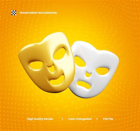 Premium Psd D Realistic Theater Masks Icon Or Party Mask D Icon