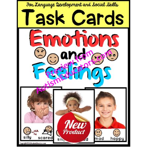 Emotions And Feelings Task Cards For Autism With Visual Support