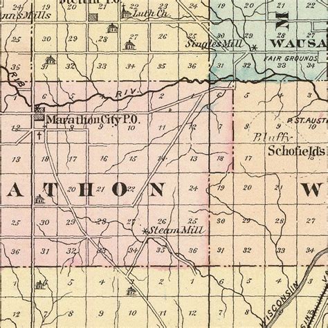 Vintage Map Of Marathon County Wisconsin 1878 By Teds Vintage Art