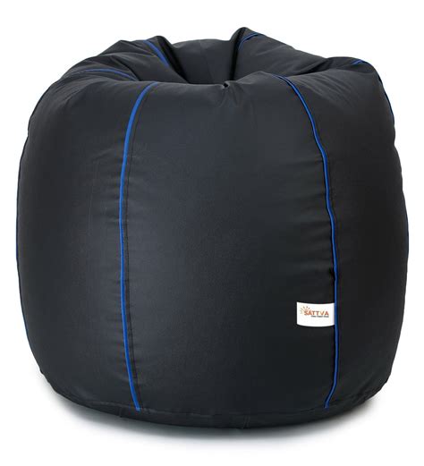 Buy Classic Xxxl Bean Bag With Beans In Black Colour With Royal Blue