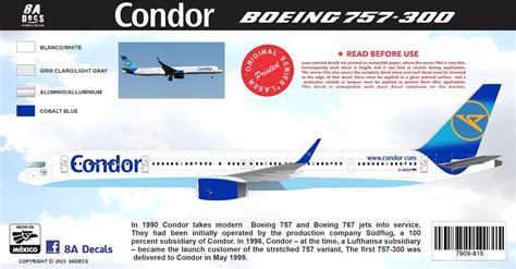 8aDecs Decals Catalogue CONDOR BOEING 757 300 DECALSET