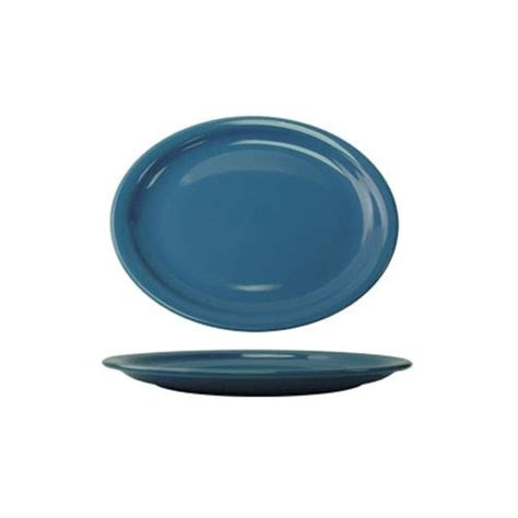 ITI CAN 13 LB Cancun Light Blue Narrow Rim Oval Platter 11 3 4 X 9 1 4