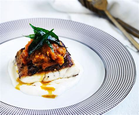 Spiced Barramundi With Tomato Chilli Pickle Recipe Gourmet Traveller