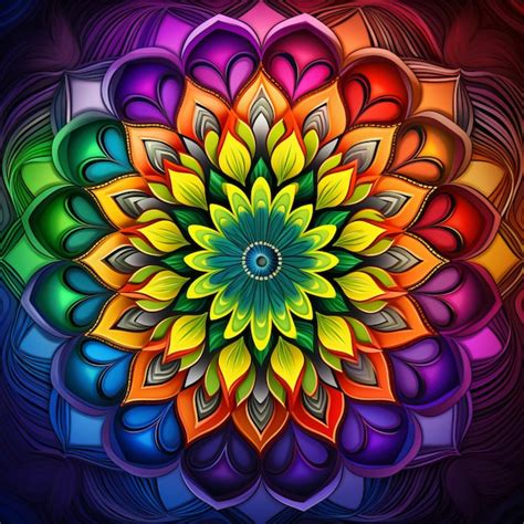 Rainbow Mandala In A Vibrant Spectrum Of Color Premium AI Generated Image