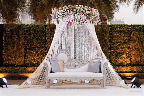 wedding stage decoration in white - ShaadiWish