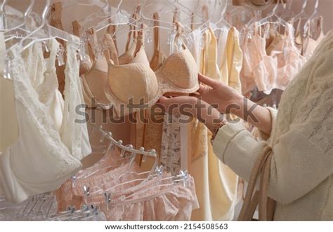 Woman Choosing Bra Lingerie Store Closeup Stock Photo 2154508563 Shutterstock