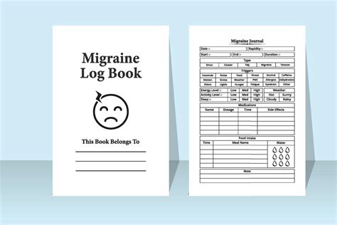 interior do diário de enxaqueca modelo de caderno de rastreador de dor