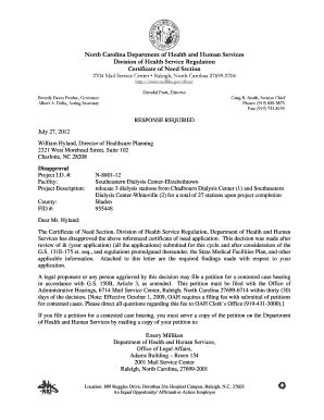 Fillable Online Ncdhhs Nc Dhsr Con Decision Letter For Southeastern