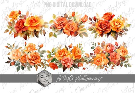 Orange Thanksgiving Fall Roses Png Graphic By Artbycrystaljennings