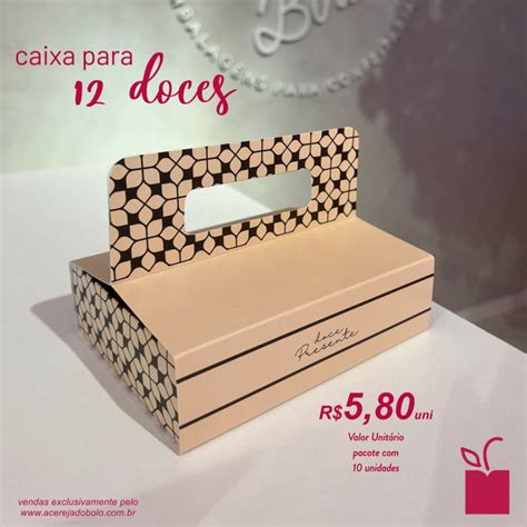 Caixa Para Doces Nude E Preto Pacote Unidades A Cereja Do Bolo Embalagens Para